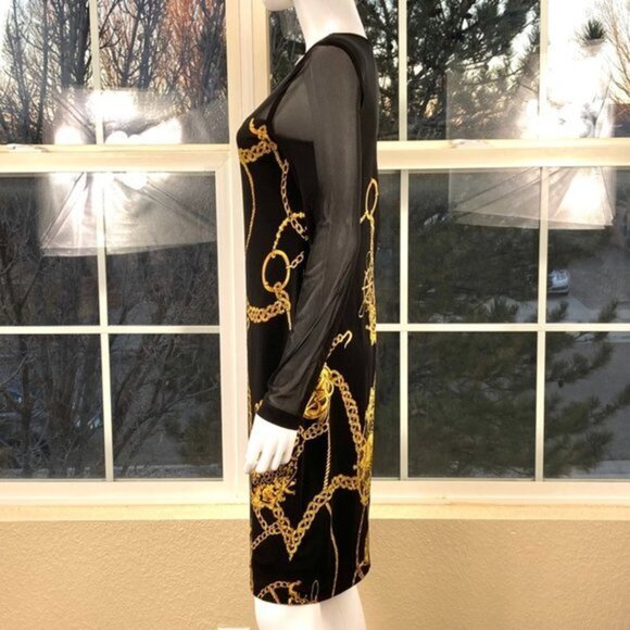 Isaac Mizrahi Black and Gold Shift Dress - Picture 4 of 10